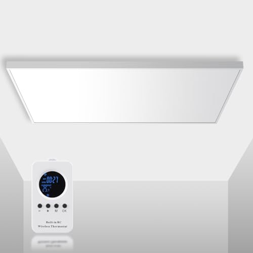 Hocosyme Infrarotheizung Deckenmontage 1000 Watt, Infrarotheizung Wandmontage mit Thermostat, 1-3 Min auf Betriebstemperatur bis 120 Grad, TÜV, mit Fernbedienung.