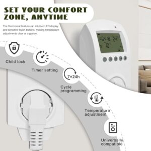 Alternative view of Hocosyme Infrarotheizung 600W mit Thermostat, Infrarotheizung Wandmontage, bis 120°C in 1-3 Min, für 6-12㎡, Flüsterleise, TÜV-Geprüft, V0-Schutz & Überhitzungsschutz, 3-Modus-Fernbedienung