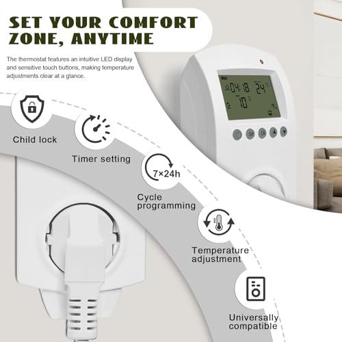 Hocosyme Infrarotheizung 600W mit Thermostat, Infrarotheizung Wandmontage, bis 120°C in 1-3 Min, für 6-12㎡, Flüsterleise, TÜV-Geprüft, V0-Schutz & Überhitzungsschutz, 3-Modus-Fernbedienung – Bild 2
