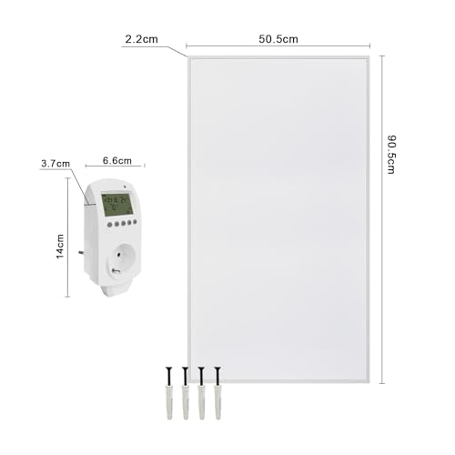 Hocosyme Infrarotheizung 600W mit Thermostat, Infrarotheizung Wandmontage, bis 120°C in 1-3 Min, für 6-12㎡, Flüsterleise, TÜV-Geprüft, V0-Schutz & Überhitzungsschutz, 3-Modus-Fernbedienung – Bild 7