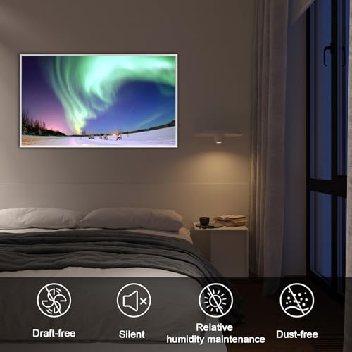 Behaglich Infrarotheizung Bild 1000W, Infrarotheizung Wandmontage mit Thermostat, Schnellheizung, Energiesparend, Überhitzungsschutz, TÜV & 10 Jahre Garantie - Polarlichter – Bild 5