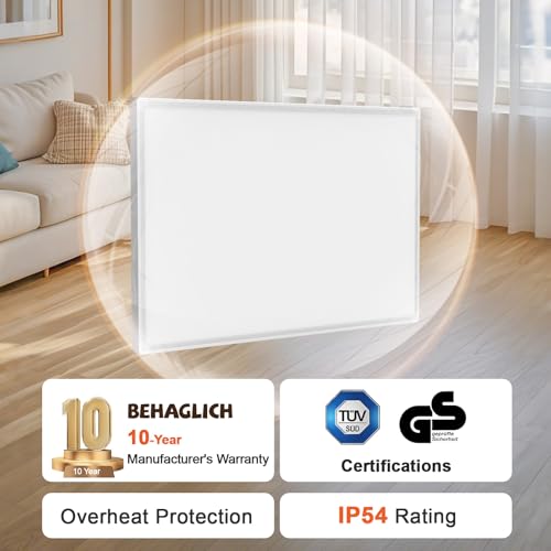 Behaglich Infrarotheizung Bild 1000W, Infrarotheizung Wandmontage mit Thermostat, Schnellheizung, Energiesparend, Überhitzungsschutz, TÜV & 10 Jahre Garantie - Polarlichter – Bild 6