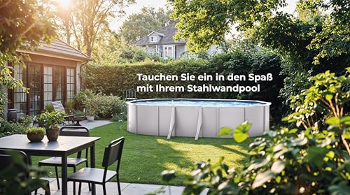 Gre Pool KITPROV503 Bora Bora - Aufstellpool aus Stahl, oval, mit weißes Aussehen. Abnehmbare Gartenpool. 500 x 300 x 120 cm – Bild 2