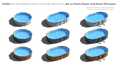 Gre Pool KITPROV503 Bora Bora - Aufstellpool aus Stahl, oval, mit weißes Aussehen. Abnehmbare Gartenpool. 500 x 300 x 120 cm – Bild 3