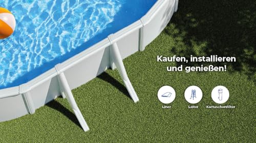 Gre Pool KITPROV503 Bora Bora - Aufstellpool aus Stahl, oval, mit weißes Aussehen. Abnehmbare Gartenpool. 500 x 300 x 120 cm – Bild 5