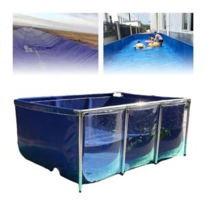 Fischteich mit Segeltuchrahmen, Freistehender Fischteich for den Innenbereich, durchsichtiger PVC-Stoffrahmen, Ablassventil(150x100x61cm)