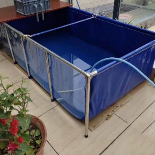 Fischteich mit Segeltuchrahmen, Freistehender Fischteich for den Innenbereich, durchsichtiger PVC-Stoffrahmen, Ablassventil(150x100x61cm) – Bild 6