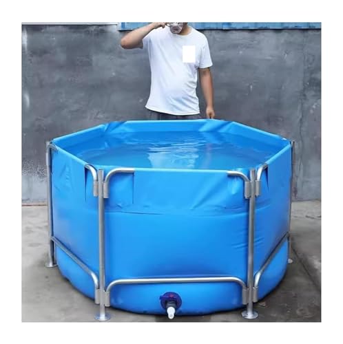 Aufstellpool, Fischteichbecken aus Segeltuch mit Stahlrahmen, for Koi-Kultur und Schwimmen(2x1.2m)
