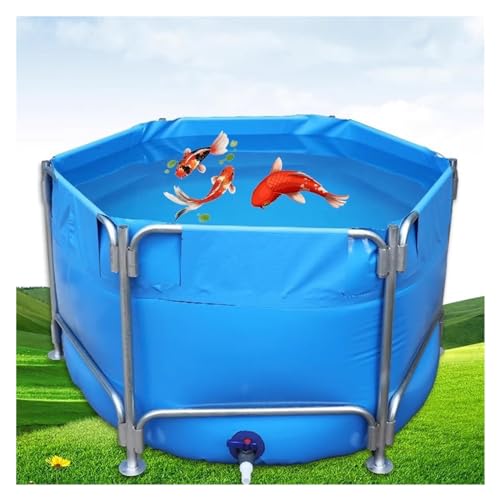 Aufstellpool, Fischteichbecken aus Segeltuch mit Stahlrahmen, for Koi-Kultur und Schwimmen(2x1.2m) – Bild 3