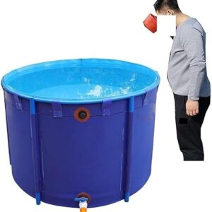 Fischteich mit Segeltuchrahmen, Überirdischer, Flexibler, runder PVC-Koi-Goldfischteich aus Segeltuch(Blue,3.5x0.8m)