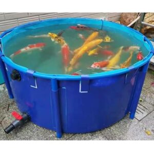 Alternative view of Fischteich mit Segeltuchrahmen, Überirdischer, Flexibler, runder PVC-Koi-Goldfischteich aus Segeltuch(Blue,3.5x0.8m)