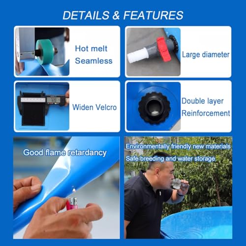 Aufstellpool, Robuster, gerahmter Fischteich aus PVC-Leinwand, for den Außenbereich(1.5x1.2m/4.92x3.94 ft) – Bild 4