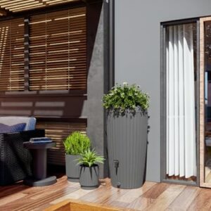 Alternative view of YourCasa Regentonne 240 Liter [RainCatcher] Regenfass Frostsicher aus Kunststoff mit [Messing] Wasserhahn - Regenwassertonne - Regenwassertank Garten (Grau)
