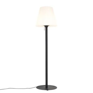 Qazqa Modern außen Stehleuchte mit Schirm, Stehlampe für den Garten - Virginia - Schwarz, max. 15W, Geeignet für LED, 187cm, IP44