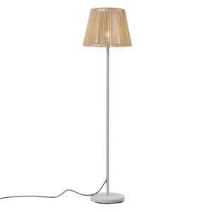 Qazqa Japandi außen Stehleuchte mit Schirm, Stehlampe für den Garten - Virginia - Beige, max. 15W, Geeignet für LED, 155cm, IP44, R