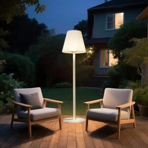 Alternative view of Qazqa Modern außen Stehleuchte mit Schirm, Stehlampe für den Garten - Virginia - Beige, max. 15W, Geeignet für LED, 187cm, IP44