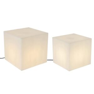 Qazqa Modern außen Stehleuchte, Stehlampe für den Garten - Nura - Weiß, max. 23W, Geeignet für LED, 38cm, IP44, Quadratisch