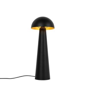 Qazqa Modern außen Stehleuchte, Stehlampe für den Garten - Mushroom - Schwarz, max. 60W, Geeignet für LED, 65cm, IP44, Rund