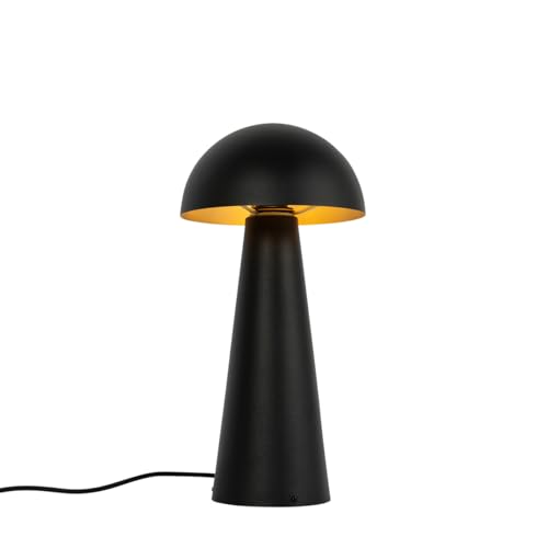 Qazqa Design außen Stehleuchte, Stehlampe für den Garten - Mushroom - Schwarz, max. 60W, Geeignet für LED, 50cm, IP44, Rund