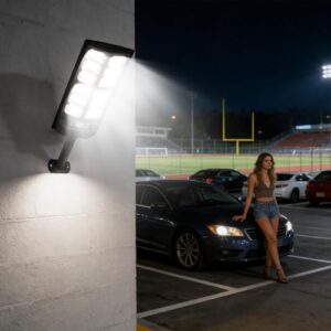 Alternative view of Solar-Stehleuchte – LED-Beleuchtung mit Bewegungssensor | 4 Stück 400 W Sicherheits-Stehleuchte für Parkplatz | für Außen: Hof, Garage, Yard, Garten, Weg, Hinterhof,