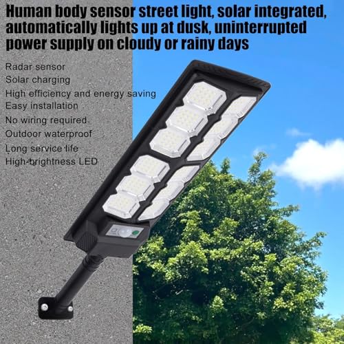 Solar-Stehleuchte – LED-Beleuchtung mit Bewegungssensor | 4 Stück 400 W Sicherheits-Stehleuchte für Parkplatz | für Außen: Hof, Garage, Yard, Garten, Weg, Hinterhof, – Bild 4
