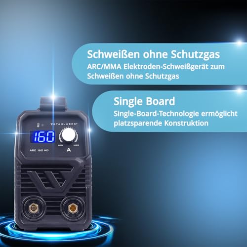 STAHLWERK Elektroden-Schweißgerät ARC 160 MD – Vollausstattung – MMA (E-Hand) bis 160 A, flexibel einsetzbar ohne Gas, kompakt & leicht, DC WIG erweiterbar, Hotstart, Anti-Stick, Smartkühlung – Bild 6