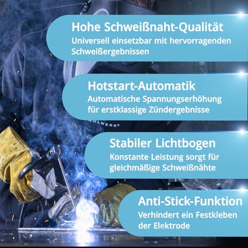 STAHLWERK Elektroden-Schweißgerät ARC 160 MD – Vollausstattung – MMA (E-Hand) bis 160 A, flexibel einsetzbar ohne Gas, kompakt & leicht, DC WIG erweiterbar, Hotstart, Anti-Stick, Smartkühlung – Bild 5