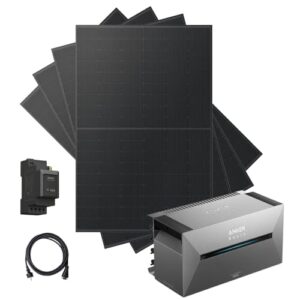 Kleines Kraftwerk 2000W Balkonkraftwerk ohne Halterung (bifazial) inkl. Anker Solarbank 2 Pro | Solaranlage mit Speicher 800W komplett Steckdose | Balkon Kraftwerk Komplettset | 4x 500Wp Solarmodule