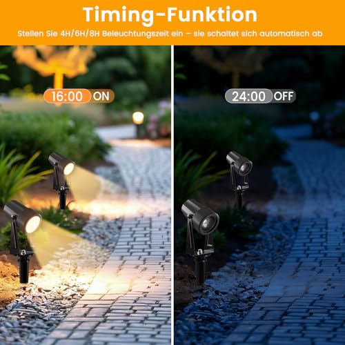 Gartenbeleuchtung mit Strom 35M, 3W*10 Stück Außenbeleuchtung Garten mit Fernbedienung 3000K Warmweiß mit Timer-Funktion, 27V Gartenstrahler LED Außen IP65 Wasserdicht für Weg, Rasen, Hof, Terrasse – Bild 8