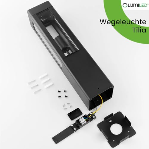 Lumiled Außenleuchte Pollerleuchte Außenstehleuchte Stehlampe Wegeleuchte Gartenleuchte Wegelampe stehend 50 cm IP44 Schwarz rechteckig spritzwasserdicht Aluminium E27 Fassung max 13W – Bild 5