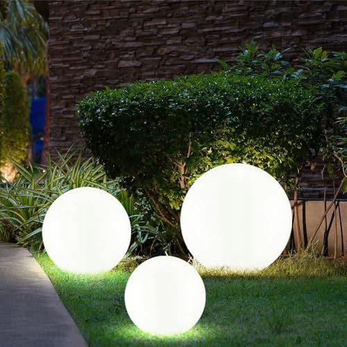 SMART LED Kugelleuchte für Garten IP65 - Satz 25/30/40 cm Kugel Außenleuchte Optik - E27 230V - winterfest - Erdspieße, austauschbare Lichtquelle, Weg- und Gartenbeleuchtung (Ø25/Ø30/Ø40) – Bild 6