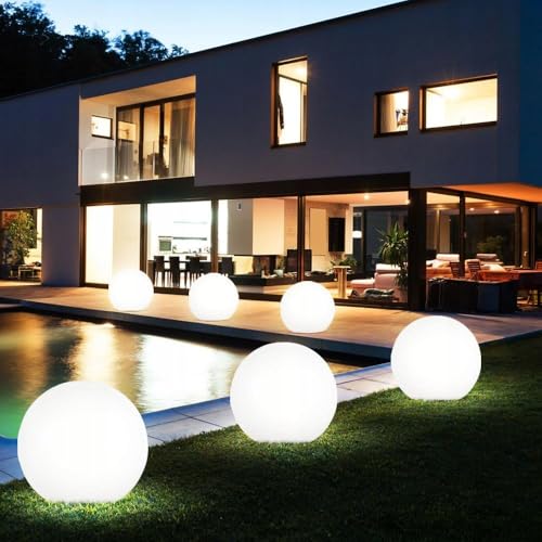 SMART LED Kugelleuchte für Garten IP65 - Satz 25/30/40 cm Kugel Außenleuchte Optik - E27 230V - winterfest - Erdspieße, austauschbare Lichtquelle, Weg- und Gartenbeleuchtung (Ø25/Ø30/Ø40) – Bild 8