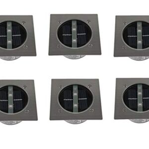 6er SET moderner Solar LED Bodeneinbaustrahler 4-eckig in Edelstahl / Glas für Außen