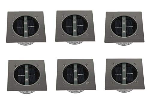 6er SET moderner Solar LED Bodeneinbaustrahler 4-eckig in Edelstahl / Glas für Außen