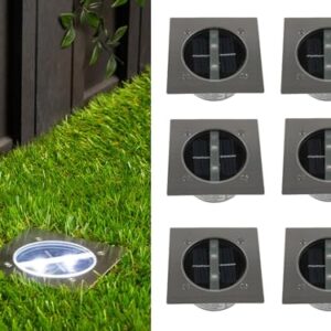 Alternative view of 6er SET moderner Solar LED Bodeneinbaustrahler 4-eckig in Edelstahl / Glas für Außen