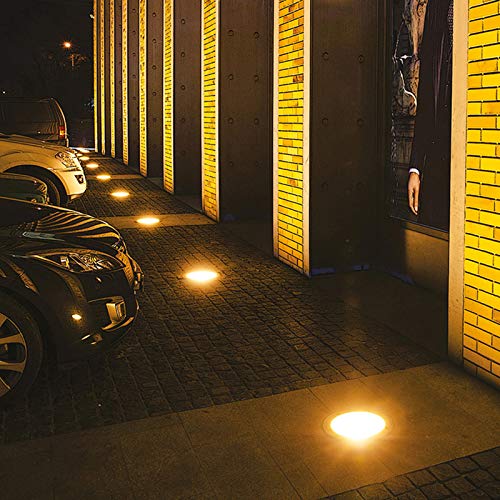 Lospitch 8 Stück Bodenstrahler, 3W Runde LED Bodenleuchte befahrbar, IP65 Wasserdicht Außen Gartenbeleuchtung für Garten Balkon Auffahrt (Warmweiß) – Bild 4
