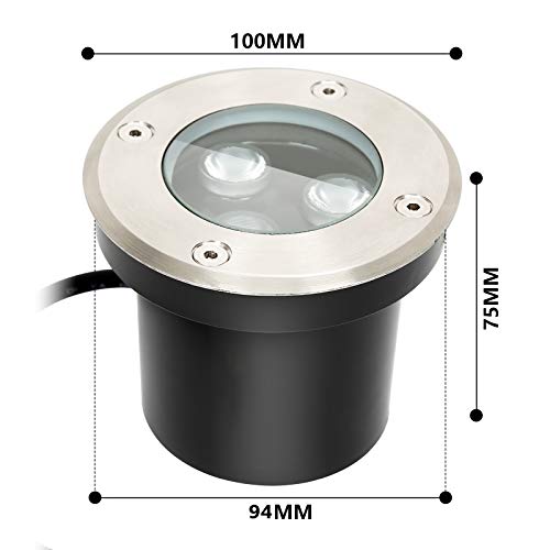 Lospitch 8 Stück Bodenstrahler, 3W Runde LED Bodenleuchte befahrbar, IP65 Wasserdicht Außen Gartenbeleuchtung für Garten Balkon Auffahrt (Warmweiß) – Bild 7