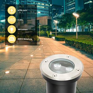 Alternative view of Lospitch 8 Stück Bodenstrahler, 3W Runde LED Bodenleuchte befahrbar, IP65 Wasserdicht Außen Gartenbeleuchtung für Garten Balkon Auffahrt (Warmweiß)
