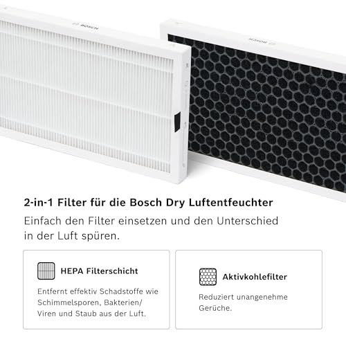 Bosch Dry 4000 Luftentfeuchter Ersatzfilter für Luftentfeuchter der Dry Serie Bundle - Mit 2er-Pack Filter, 3 Modi und 2,5-Liter-Wassertank - Für Räume Bis Zu 33 m² – Bild 9