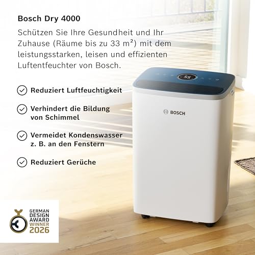 Bosch Dry 4000 Luftentfeuchter Ersatzfilter für Luftentfeuchter der Dry Serie Bundle - Mit 2er-Pack Filter, 3 Modi und 2,5-Liter-Wassertank - Für Räume Bis Zu 33 m² – Bild 4