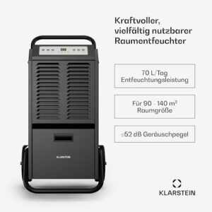 Alternative view of Klarstein DuraDry 70L Luftentfeuchter - Hohe Leistung, 70L/Tag, 5,5L Tank, ≤52 dB, Waschbarer Filter, Automatisches Abtausystem, Mobil, Für Keller & Große Räume bis 100 m²