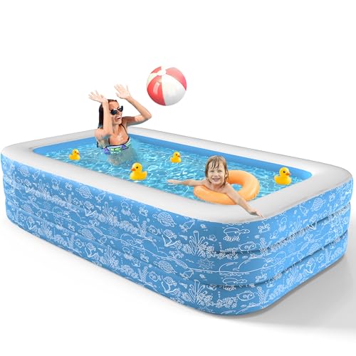 CACSPS Aufblasbare Schwimmbecken, 200 x 132 x 51 cm, Großes aufblasbares Pool für Kinder und Erwachsene, Langlebiges Familien-Freizeitpool, Kinderbecken für Garten, Hinterhof oder Innenbereich
