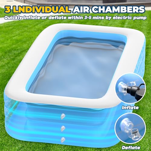 CACSPS Aufblasbare Schwimmbecken, 200 x 132 x 51 cm, Großes aufblasbares Pool für Kinder und Erwachsene, Langlebiges Familien-Freizeitpool, Kinderbecken für Garten, Hinterhof oder Innenbereich – Bild 3