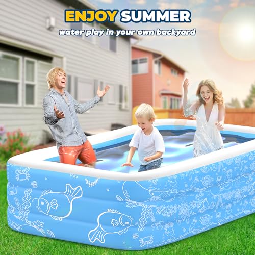 CACSPS Aufblasbare Schwimmbecken, 200 x 132 x 51 cm, Großes aufblasbares Pool für Kinder und Erwachsene, Langlebiges Familien-Freizeitpool, Kinderbecken für Garten, Hinterhof oder Innenbereich – Bild 6