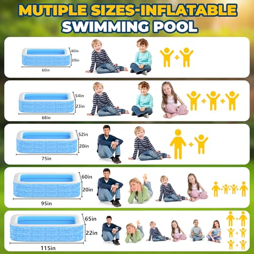 CACSPS Aufblasbare Schwimmbecken, 300 x 165 x 56 cm, Großes aufblasbares Pool für Kinder und Erwachsene, Langlebiges Familien-Freizeitpool, Kinderbecken für Garten, Hinterhof oder Innenbereich – Bild 7