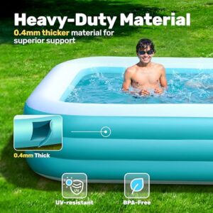 Alternative view of Sloosh Aufblasbarer Swimmingpool mit Sitzen, 304,8 x 182,8 x 55,8 cm, verdickter Aufstellpool für Familien, ideal für Sommer-Wasserpartys im Garten, auf der Terrasse oder dem Rasen, Cyan