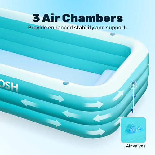Sloosh Aufblasbarer Swimmingpool mit Sitzen, 304,8 x 182,8 x 55,8 cm, verdickter Aufstellpool für Familien, ideal für Sommer-Wasserpartys im Garten, auf der Terrasse oder dem Rasen, Cyan – Bild 7