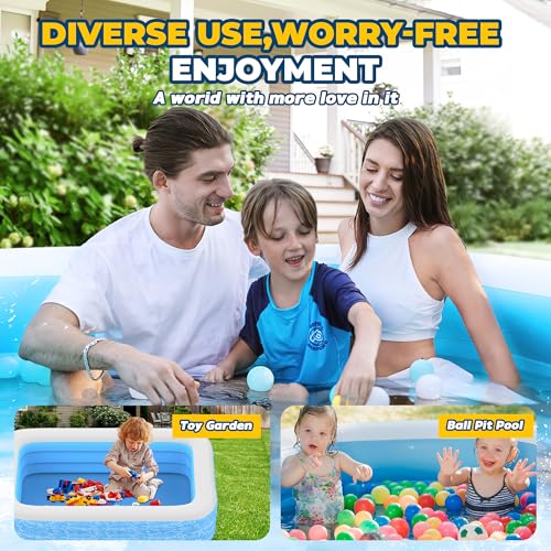 CACSPS Aufblasbare Schwimmbecken, 180 x 137 x 58 cm, Großes aufblasbares Pool für Kinder und Erwachsene, Langlebiges Familien-Freizeitpool, Kinderbecken für Garten, Hinterhof oder Innenbereich – Bild 4