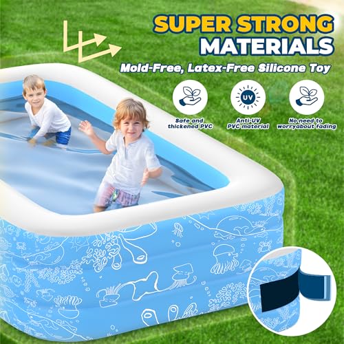 CACSPS Aufblasbare Schwimmbecken, 180 x 137 x 58 cm, Großes aufblasbares Pool für Kinder und Erwachsene, Langlebiges Familien-Freizeitpool, Kinderbecken für Garten, Hinterhof oder Innenbereich – Bild 2