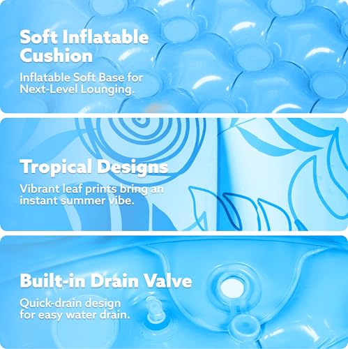 SLOOSH Aufblasbarer Swimmingpool, 5,5 ft × 20 Zoll (167,6 × 50,8 cm), Aufstellpool für die Familie, aufblasbar mit bequemem Rückenlehne, ideal für Sommer-Wasserpartys im Garten, auf dem Rasen, Blau – Bild 5
